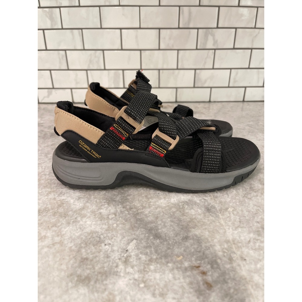 Ozark Trail Sandals Mens 8 Black Tan Strappy Outdoor Hiking Sport Sandals